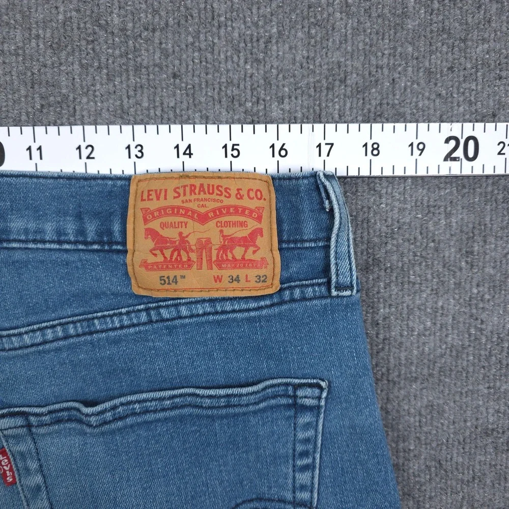Levis 514 Straight Jeans Mens 34x32 Blue Denim Stretch Casual Light Wash